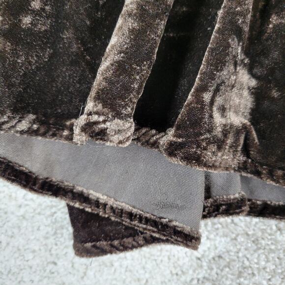 VTG John Paul Richard Velvet Skirt Womens 6 Brown Burnout Drop Waist Pleated Y2K - Picture 10 of 12